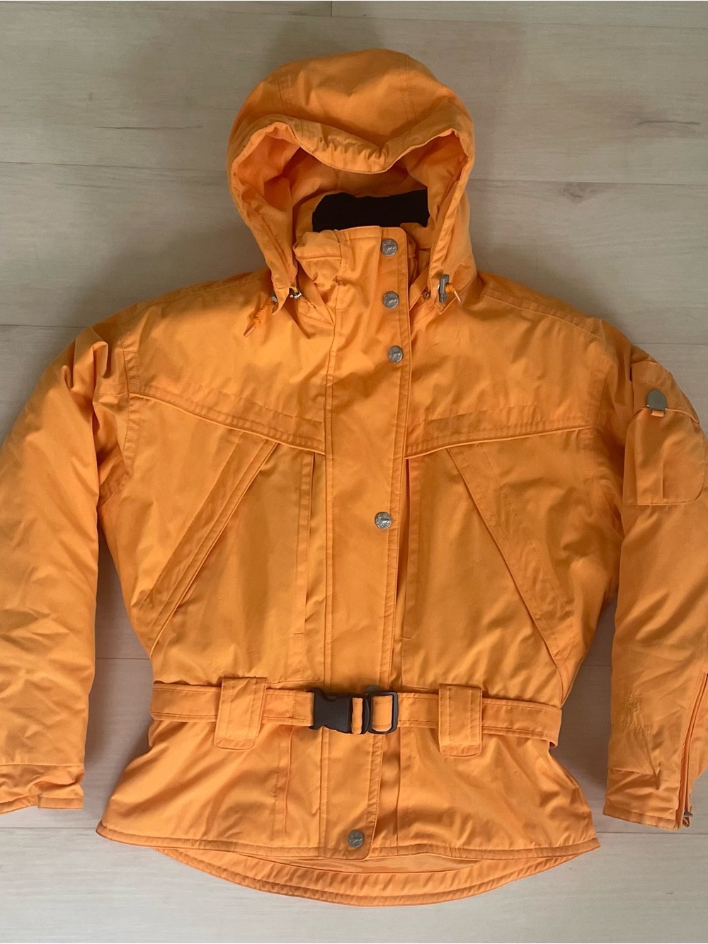 VTG Obermeyer Northern Lights Women's Snow Jacket Size 10 Orange Belted Ski Coat